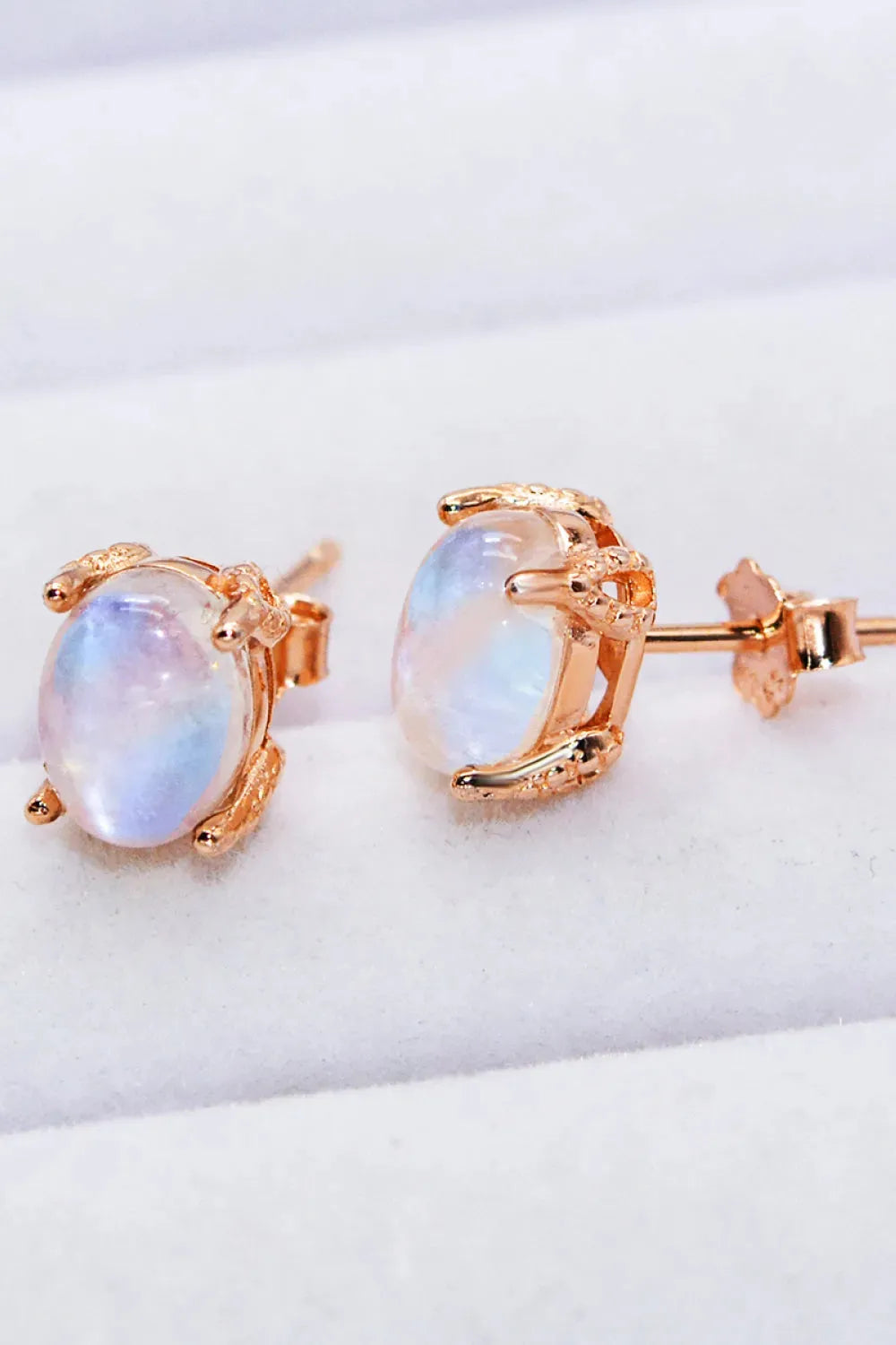 Natural Moonstone 4-Prong Stud Earrings Moonstone - Tophatter Daily Deals